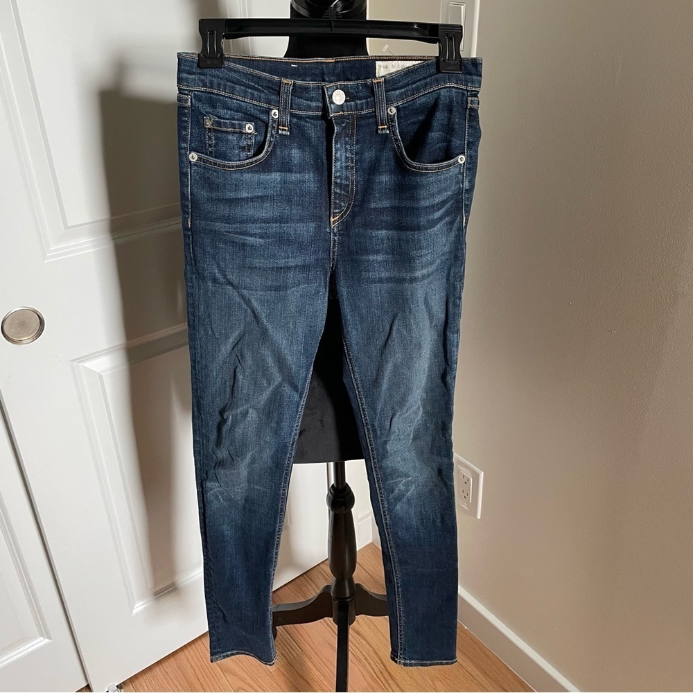 Rag & Bone Blue Clean Kingsbury Faded Stretch Denim 10” Skinny Jeans EUC Sz 27